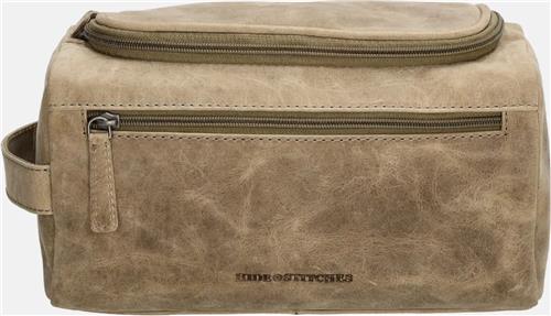 Hide & Stitches Idaho Toilettas - Donkerzand - 100% Leer