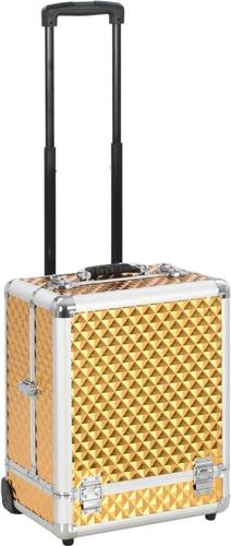 vidaXL Make-up trolley 35x29x45 cm aluminium goudkleurig