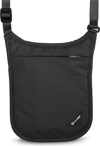Pacsafe Nektas - 18 x 15 x 0.5 cm - RFID-blokkerend - Waterafstotend - Verstelbaar - Schoudertas - Zwart