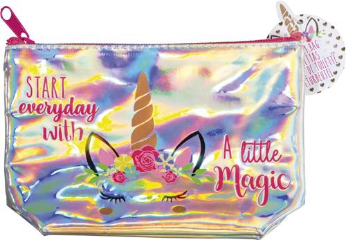 Unicorn Kinder Toilettasje etui make up tasje holografisch met unicorn print - 13 x 19.5 cm