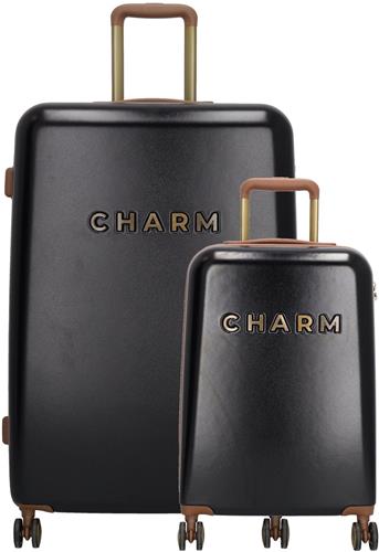 Charm London Capetown Premium Kofferset - ABS - TSA Slot - Travel Set - Suitcase Trolley Set - Zwart