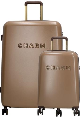 Charm London Capetown Premium Kofferset - ABS - TSA Slot - Travel Set - Suitcase Trolley Set - Taupe