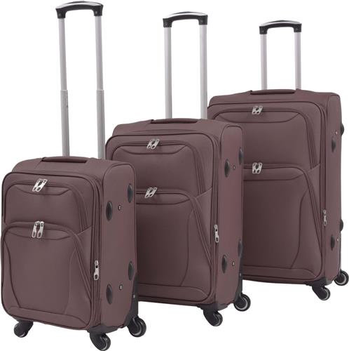 vidaXL - Trolleyset - koffiebruin - 3-delig