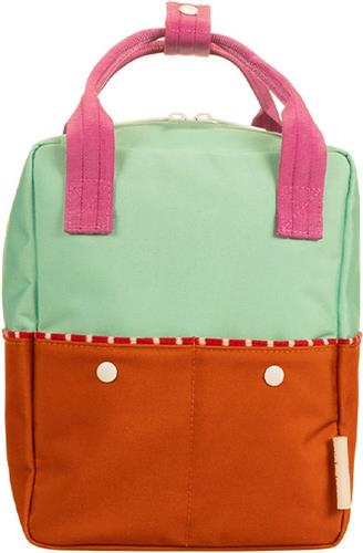 Sticky Lemon Backpack/Boekentas Small Better Together - Colourblocking - Towel Green - Gravel Orange