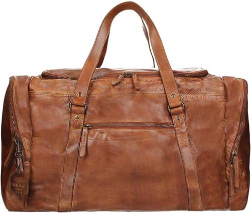 Bear Design Max Leren Weekendtas - Cognac
