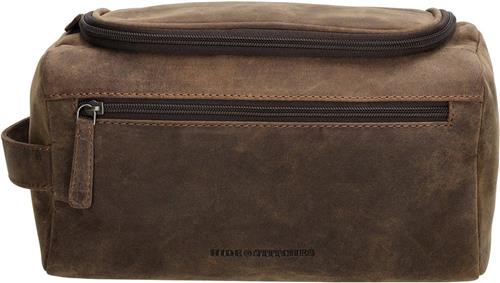 Hide & Stitches Idaho Toilettas - Donkerbruin - 100% Leer