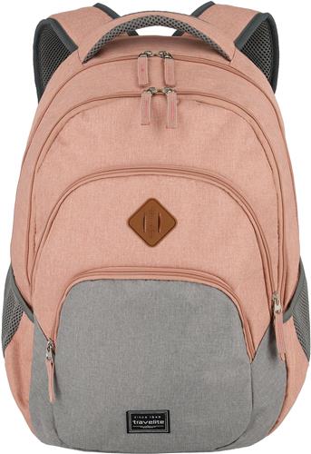 travelite Vrije tijd rugzak Rugzak met laptopvak Basic Melange Backpack 22L Rose / Grey Roze Grijs