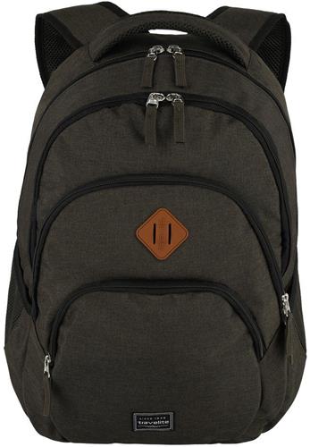 travelite Vrije tijd rugzak Rugzak met laptopvak Basic Melange Backpack 22L Brown Grijs