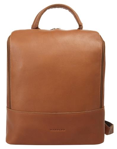HAROLD'S Leren Vrije tijd rugzak Rugzak met laptopvak Campo U-City-Backpack Cognac Lichtbruin