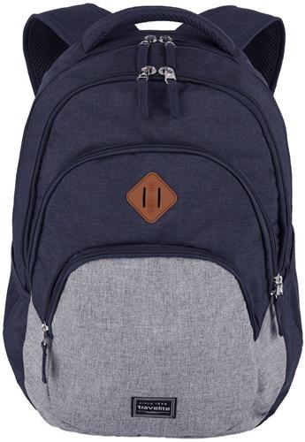 travelite Vrije tijd rugzak Rugzak met laptopvak Basic Melange Backpack 22L Marine / Grey Blauw Grijs
