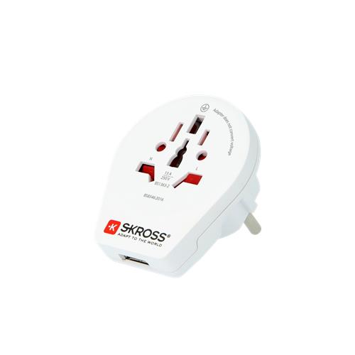 SKROSS - Reisadapter - Wereld naar Europa + 1xUSB 2400 mA